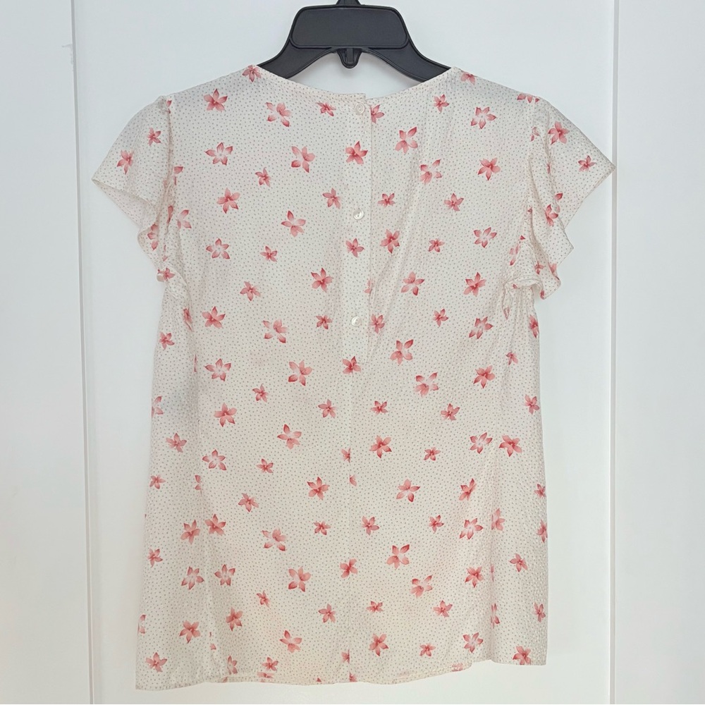 Rebecca Taylor Maui Fleur Dot Floral Silk Blend Ruffle Blouse Size 4 Romantic - Picture 6 of 10